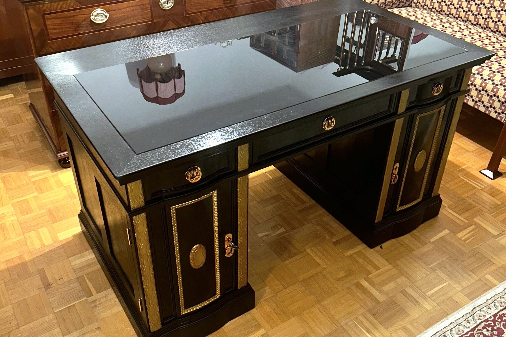 Original Jugendstil Schreibtisch, Firmenentwurf August Ungethüm, Wien, um 1910