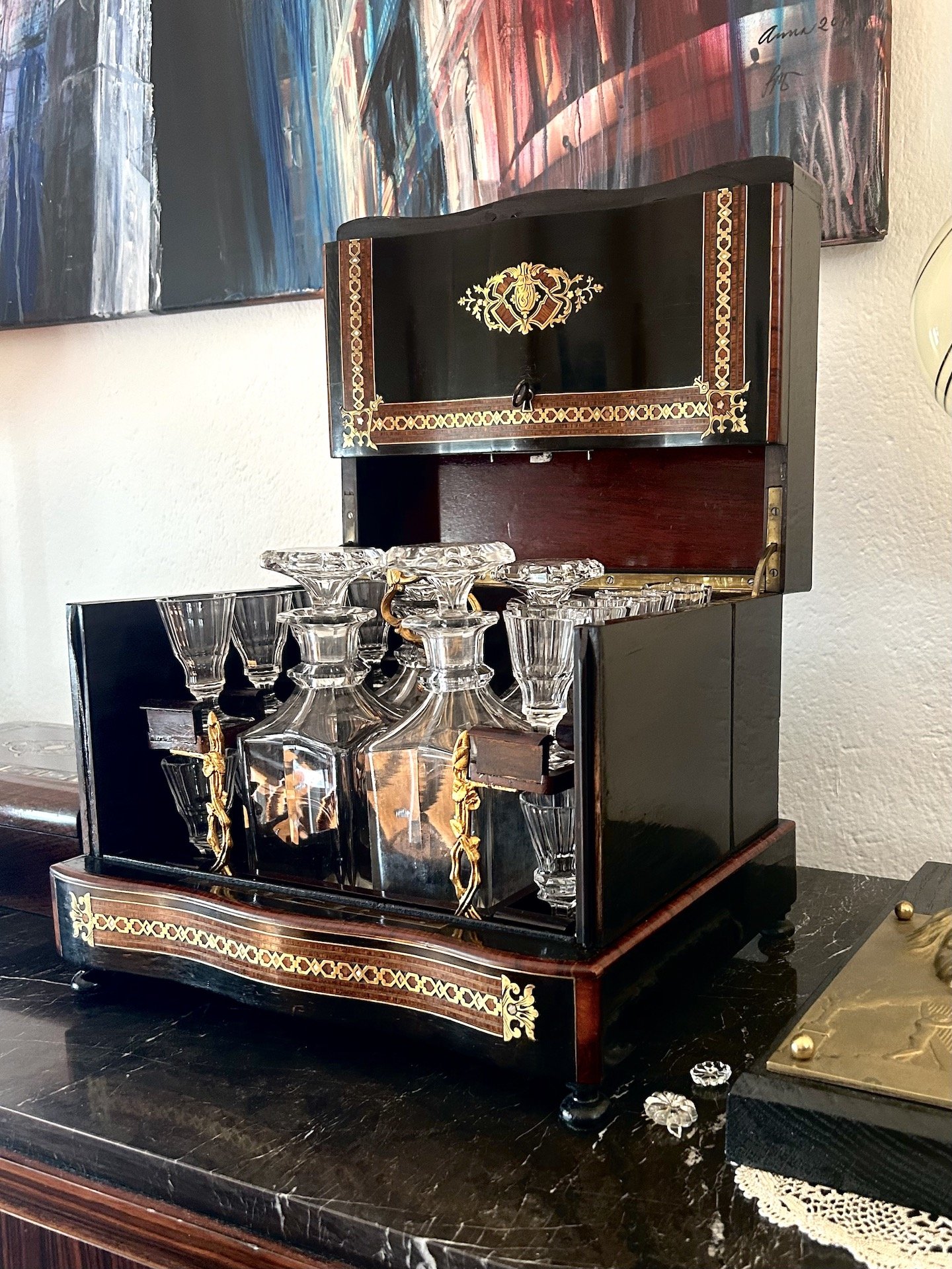 Original Spätbiedermeier Tantalus Bar, Paris, um 1880