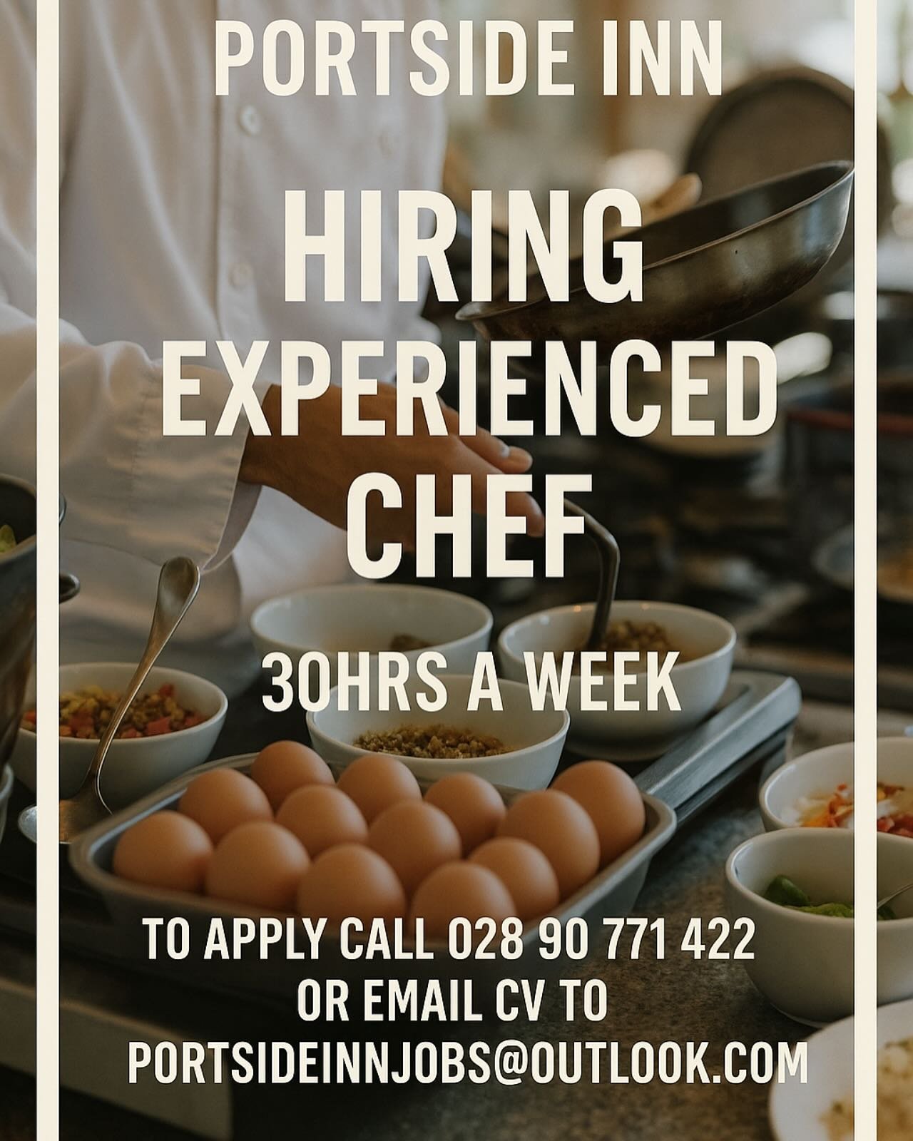 🍽️ We&rsquo;re Hiring &ndash; Chef Wanted! 🍽️

We&rsquo;re on the lookout for a talented Chef to join our team at the Portside Inn!
📅 30 hours per week
📍 Great opportunity to work in a friendly, fast-paced environment.

If you&rsquo;re passionate