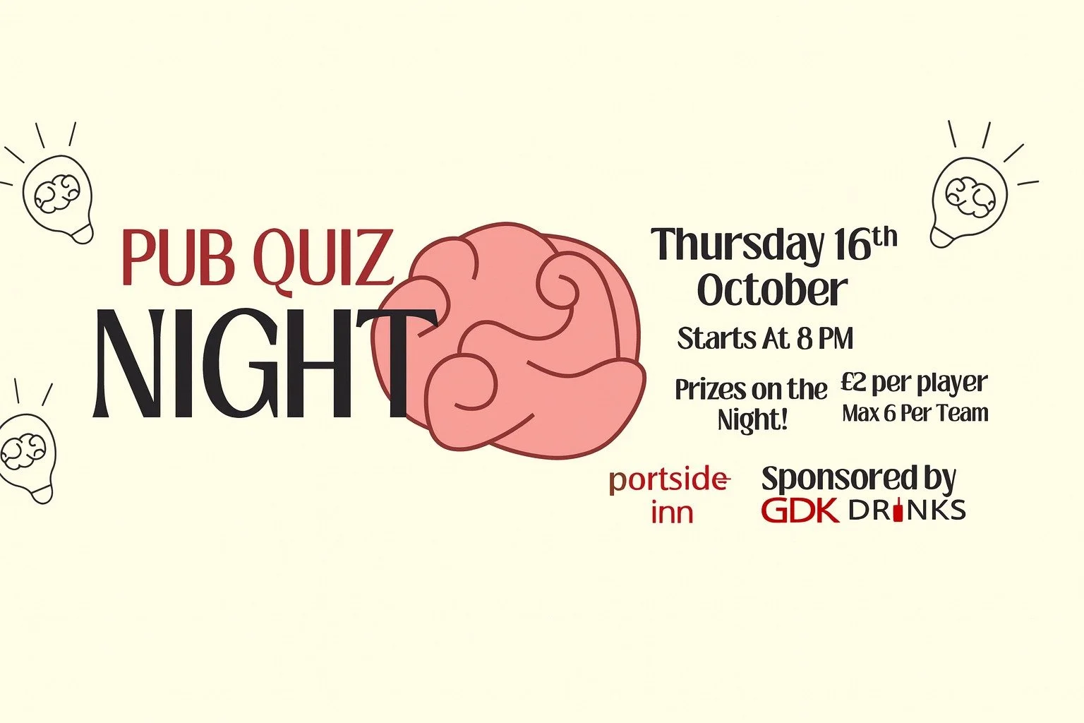 🧠 After a belter of a first Pub Quiz&hellip; we&rsquo;re back for round two!

Reckon your team&rsquo;s got the brains to beat the regulars? Or are you just here for the laughs and the pints? Either way &mdash; it&rsquo;s PUB QUIZ NIGHT at Portside I