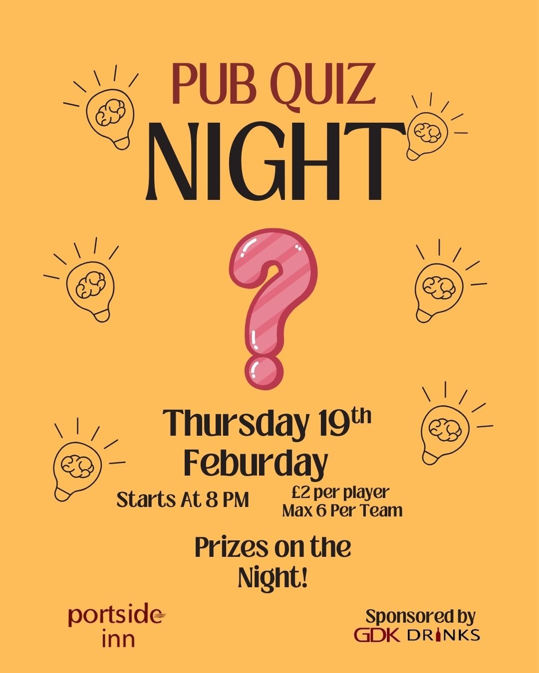The wait is over &mdash; our pub quiz is back tomorrow night! 🥳
After a short break, we&rsquo;re ready to get quizzing again.

🕗 8PM start

💷 &pound;2 per player | Max 6 per team

Bring your team and join us for a fun night!