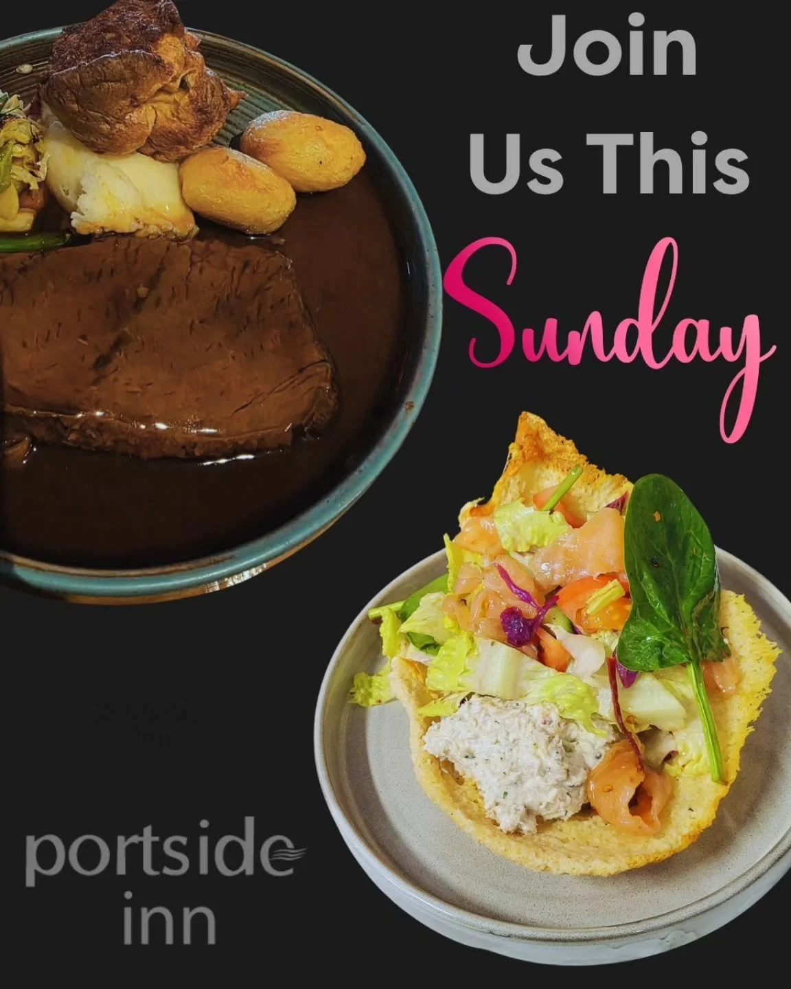 Sunday's with us at the Portside Inn
Bookings: www.portsideinn.uk/contact or phone 02890771422
Walkins welcome