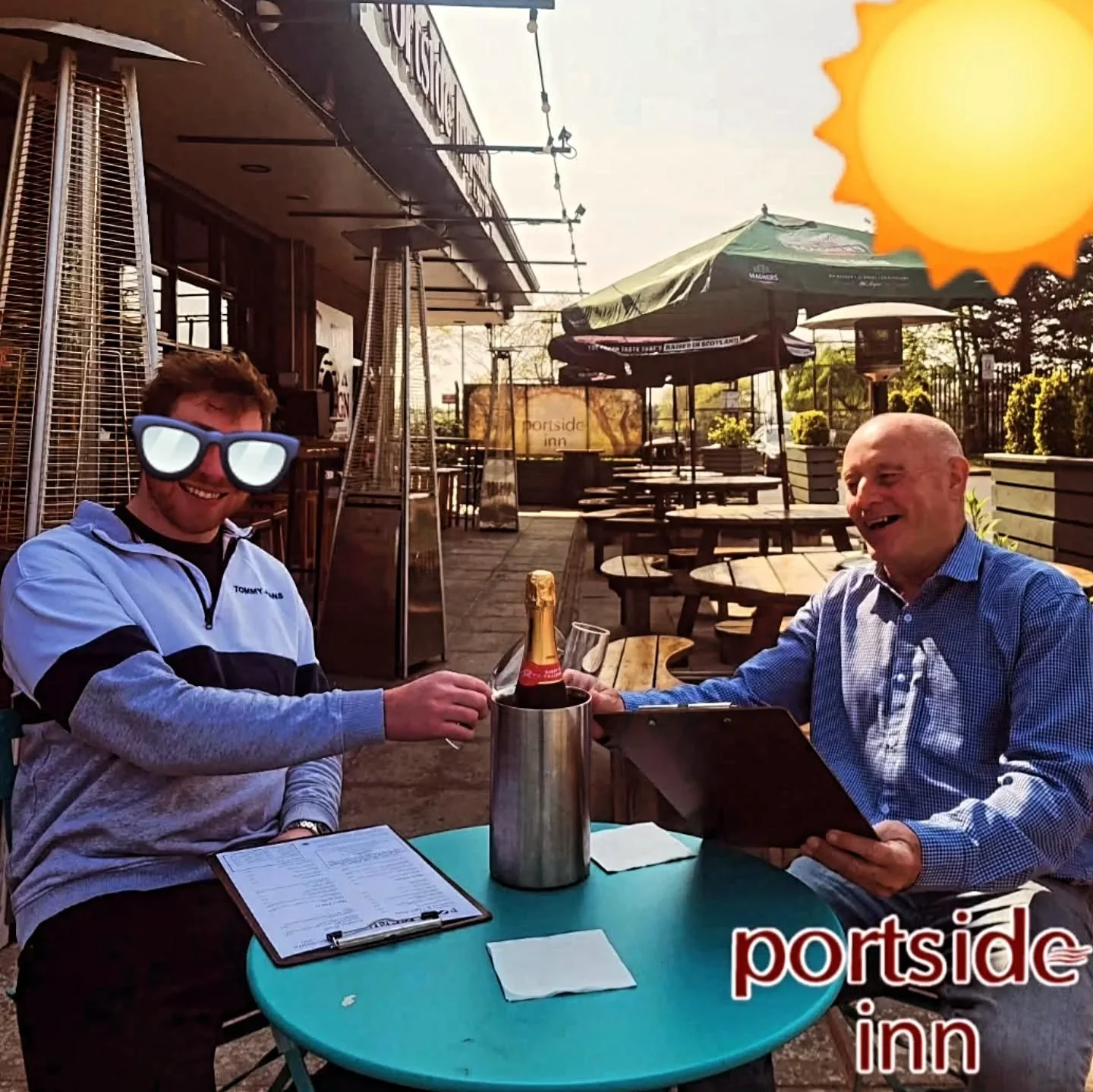 No Ai Needed, when you have these photoshop skills!

Sunday done right at Portside Inn 🌞🐾
Join us for a proper Sunday Lunch , with all the usual trimmings.

Something Lighter? 
&bull; Poached mussels in a Tomato sauce
&bull; Chicken wings
&bull; Ce