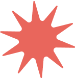 A red starburst shape with multiple points.