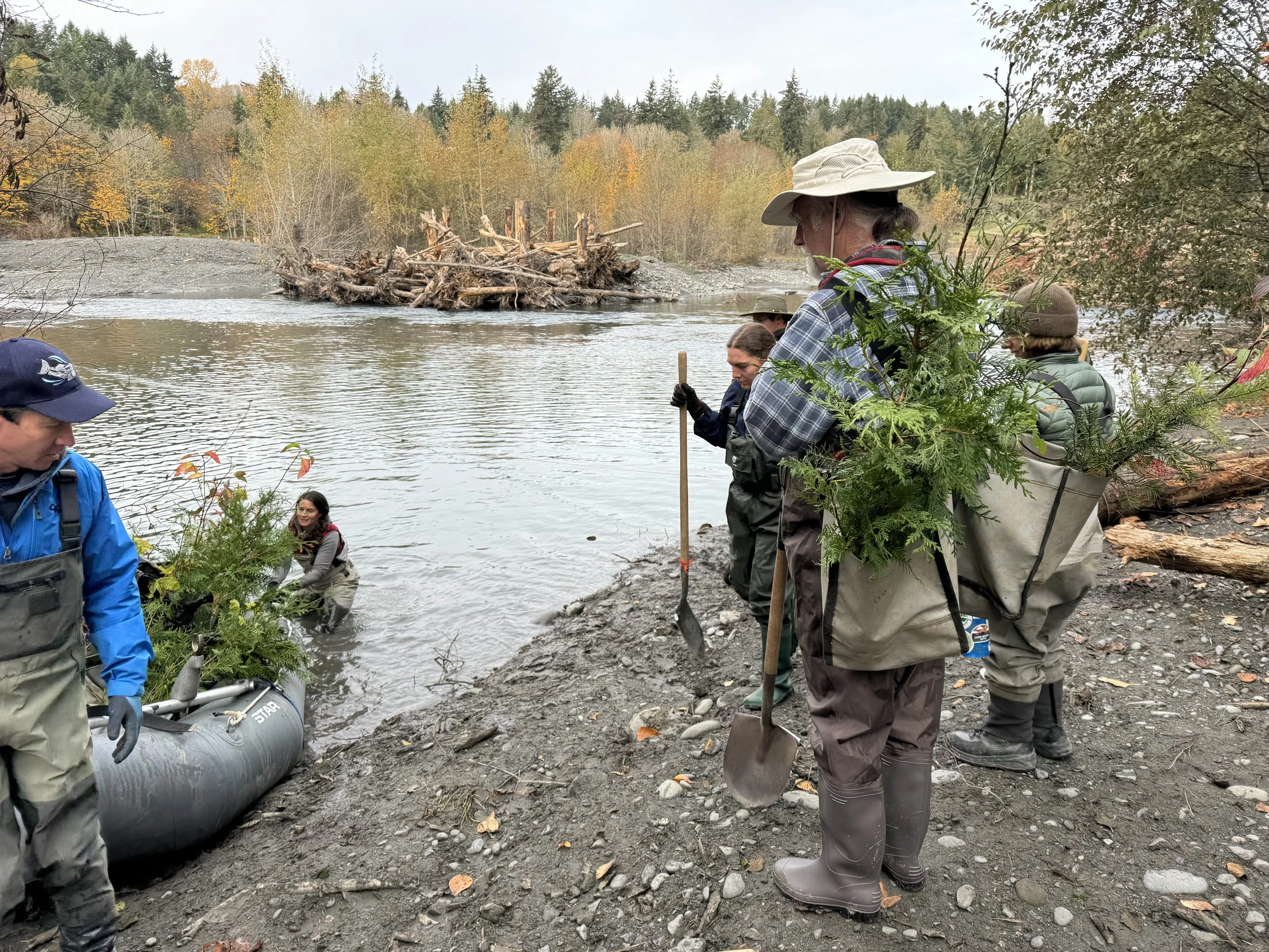 Volunteers by the river