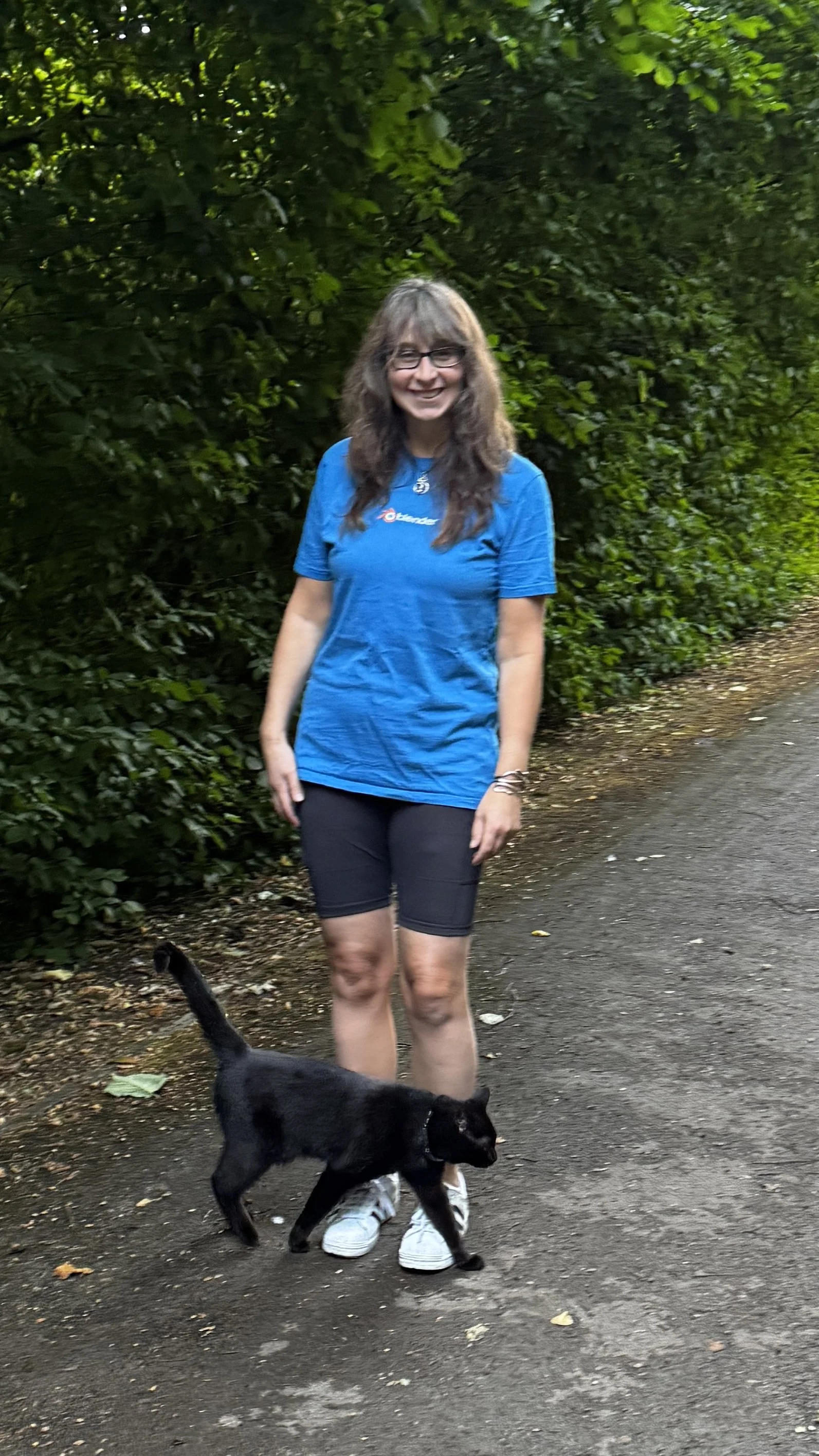 walking with cat