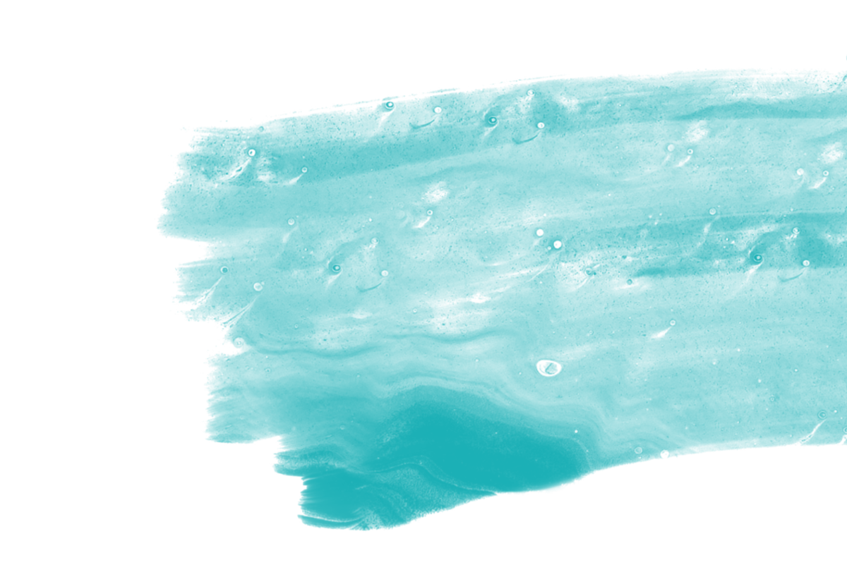 Abstract digital art with black background and large turquoise brushstroke across the center.