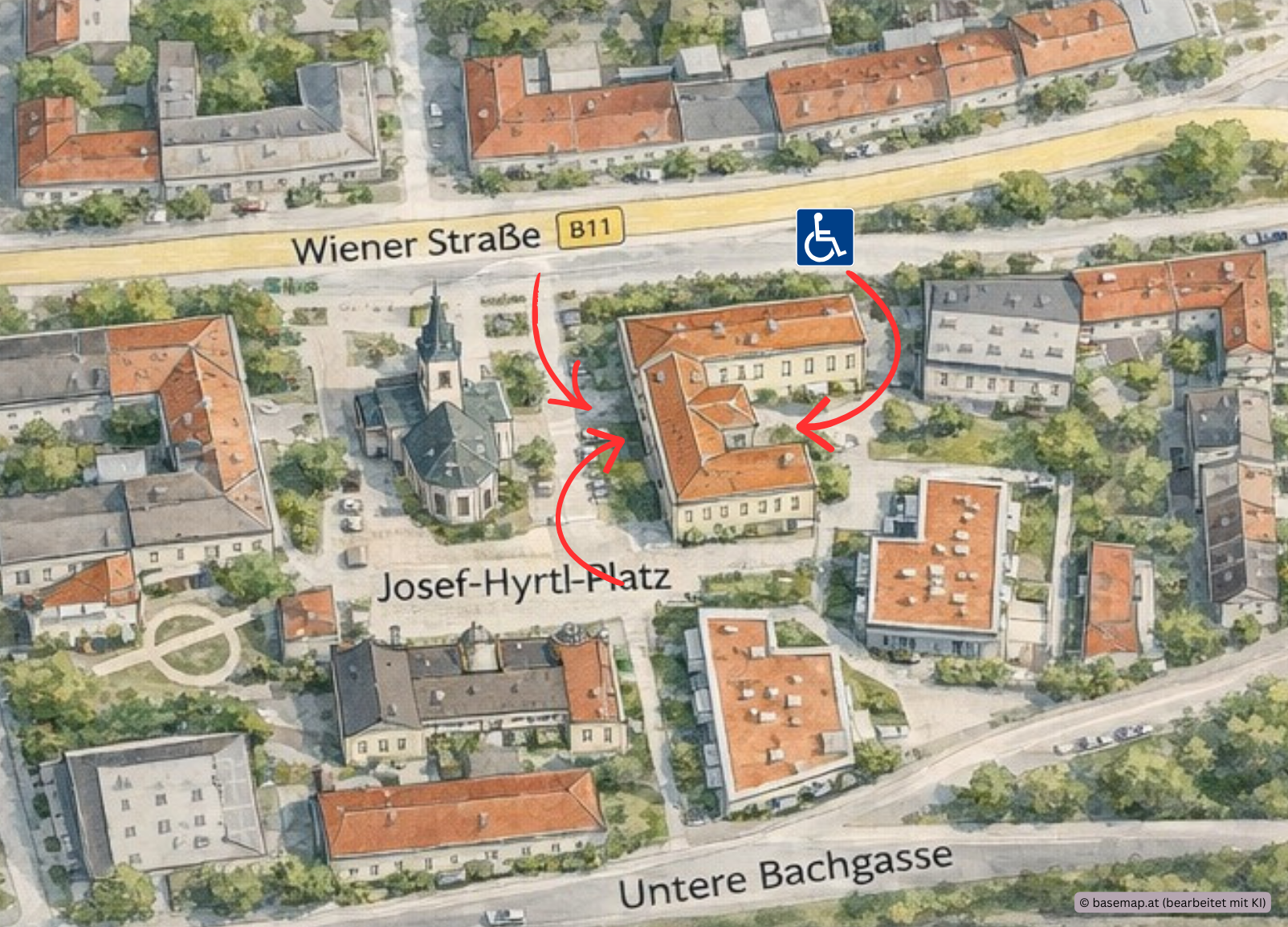 Kartenansicht mit Zugängen ins Haus