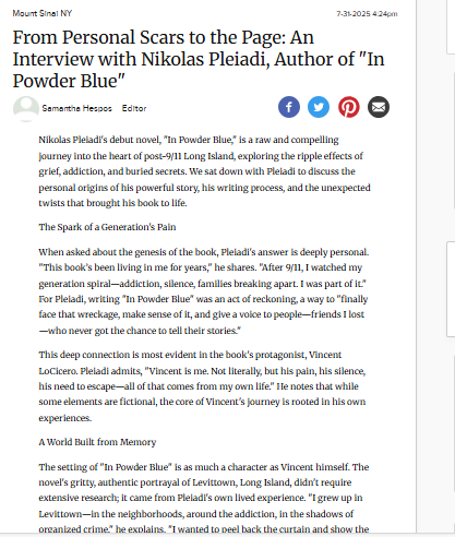 From Personal Scars to the Page: An Interview with Nikolas Pleiadi, Author of "In Powder Blue"