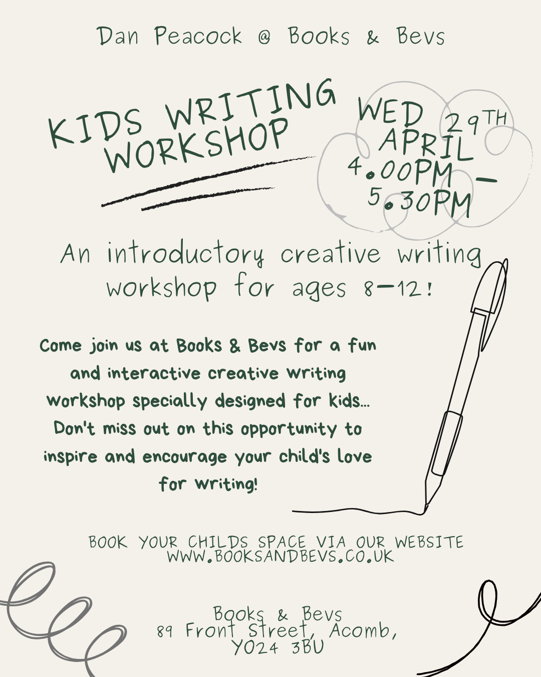 Kids’ Writing Workshop @ Books & Bevs