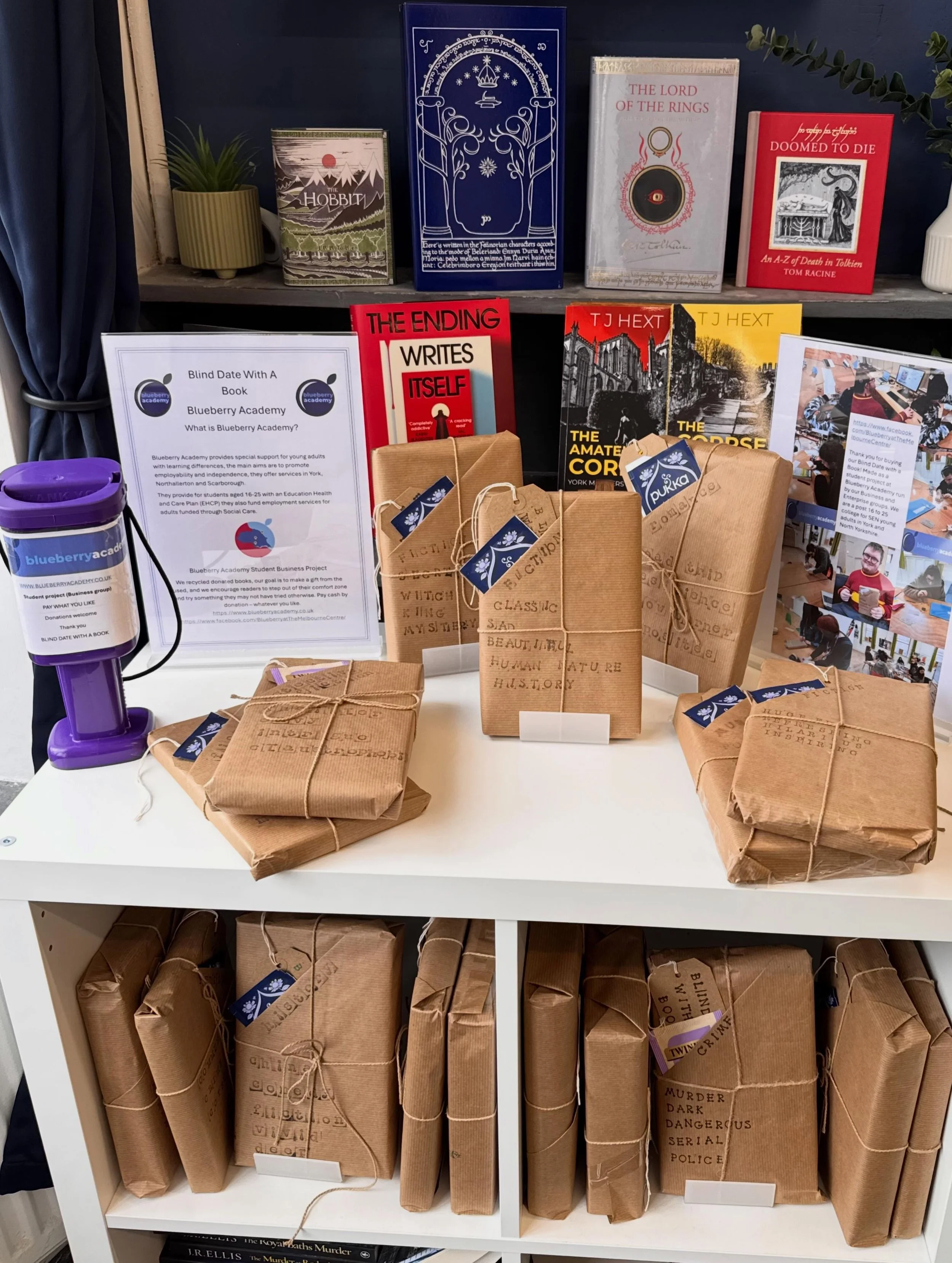 A lovely visit from @blueberry_academy_york this morning to set up their student project of Blind Date With A Book run by their Business and Enterprise groups!

Blueberry Academy provides special support for young adults with learning differences, th