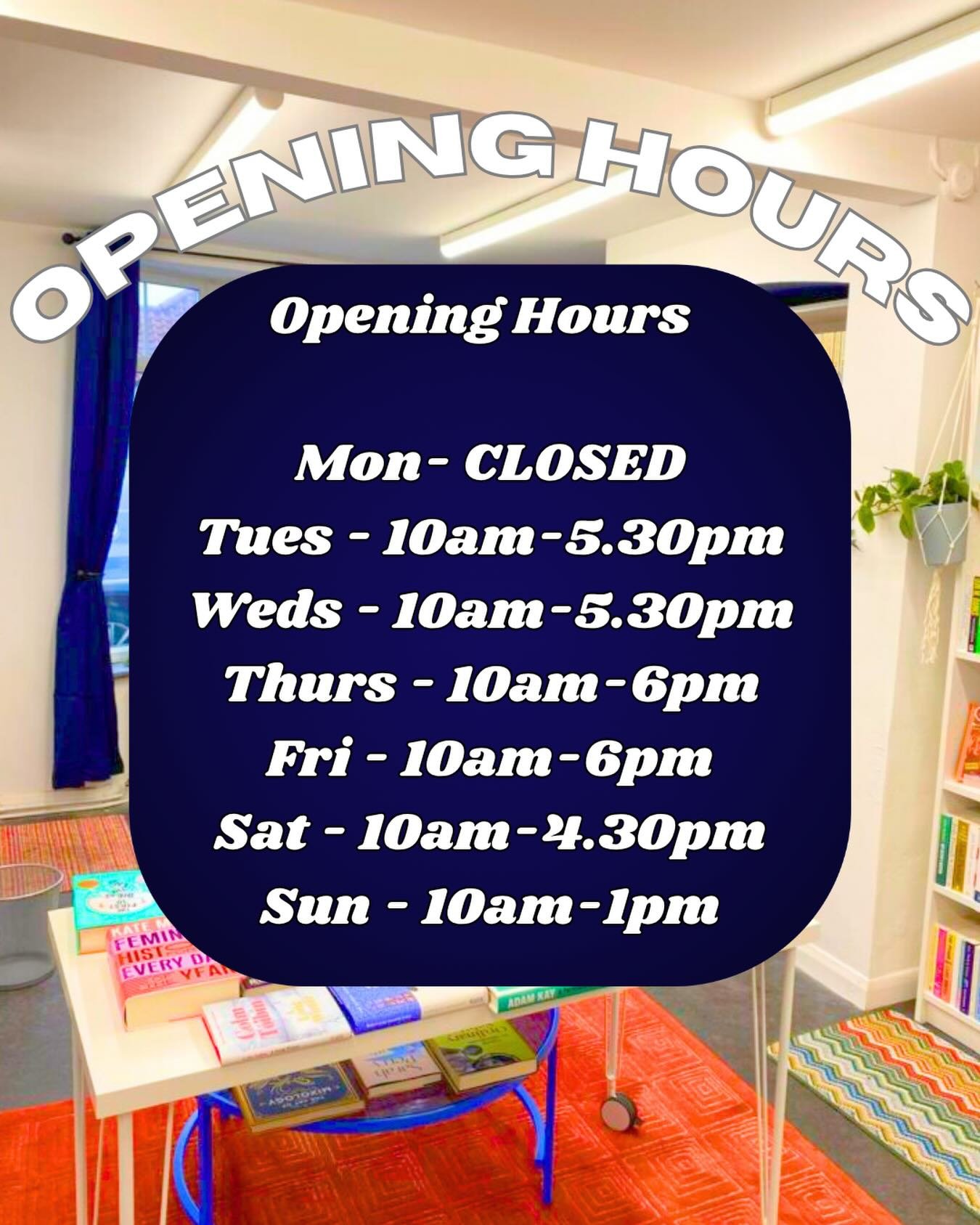 Now then you lovely lot!

Quick update to our opening hours, just the one day that&rsquo;s changing. We&rsquo;ve noticed a trend on Saturdays that after 4.30pm we tend to dip off with people heading back home or to the Tap/The Hand/Sojo for early eve