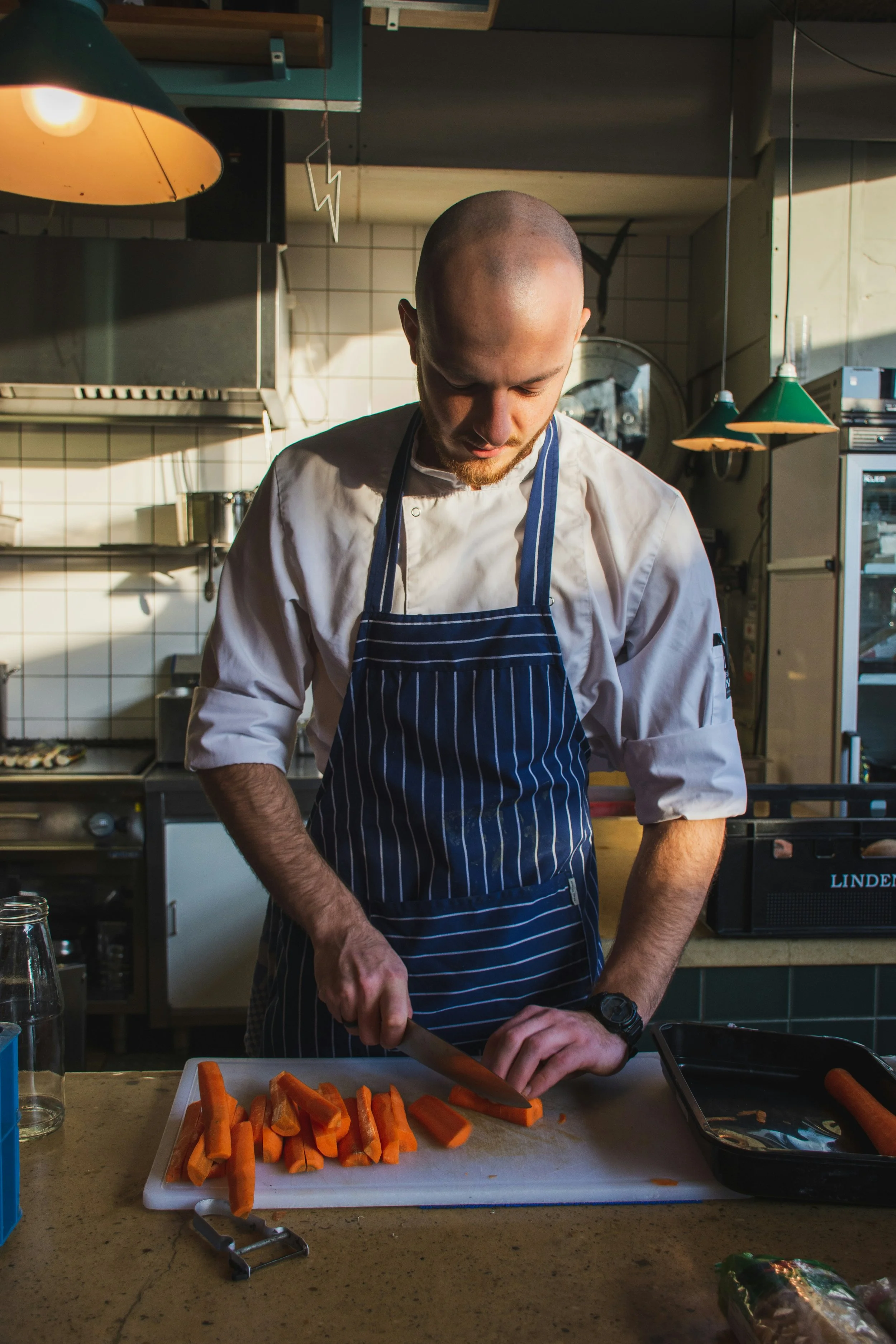 Chef in de keuken.