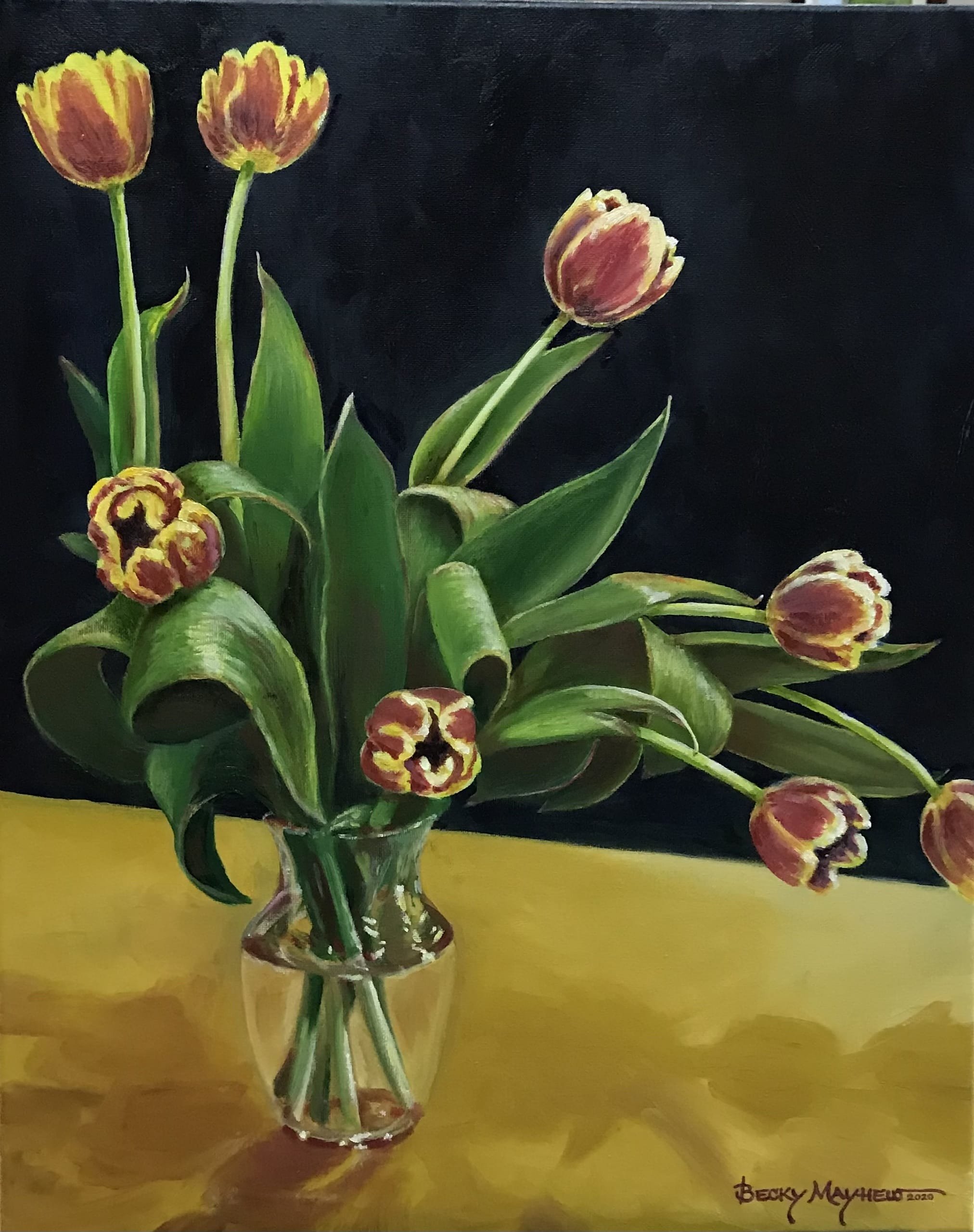 Tulips in Glass Vase