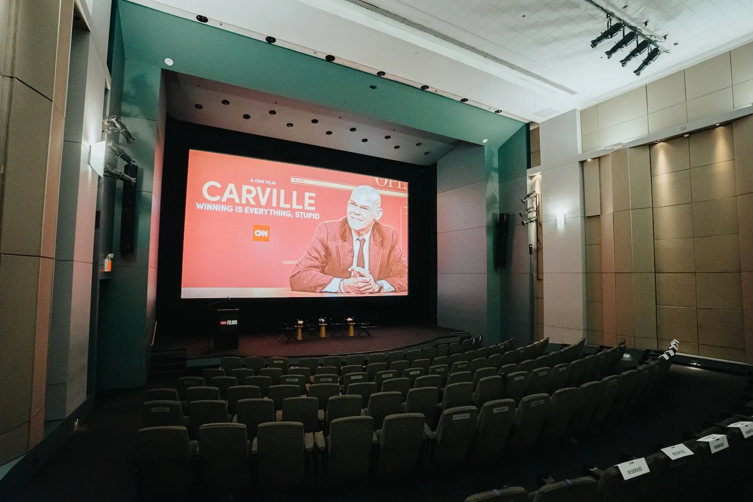  Screen in an empty theater before showtime 