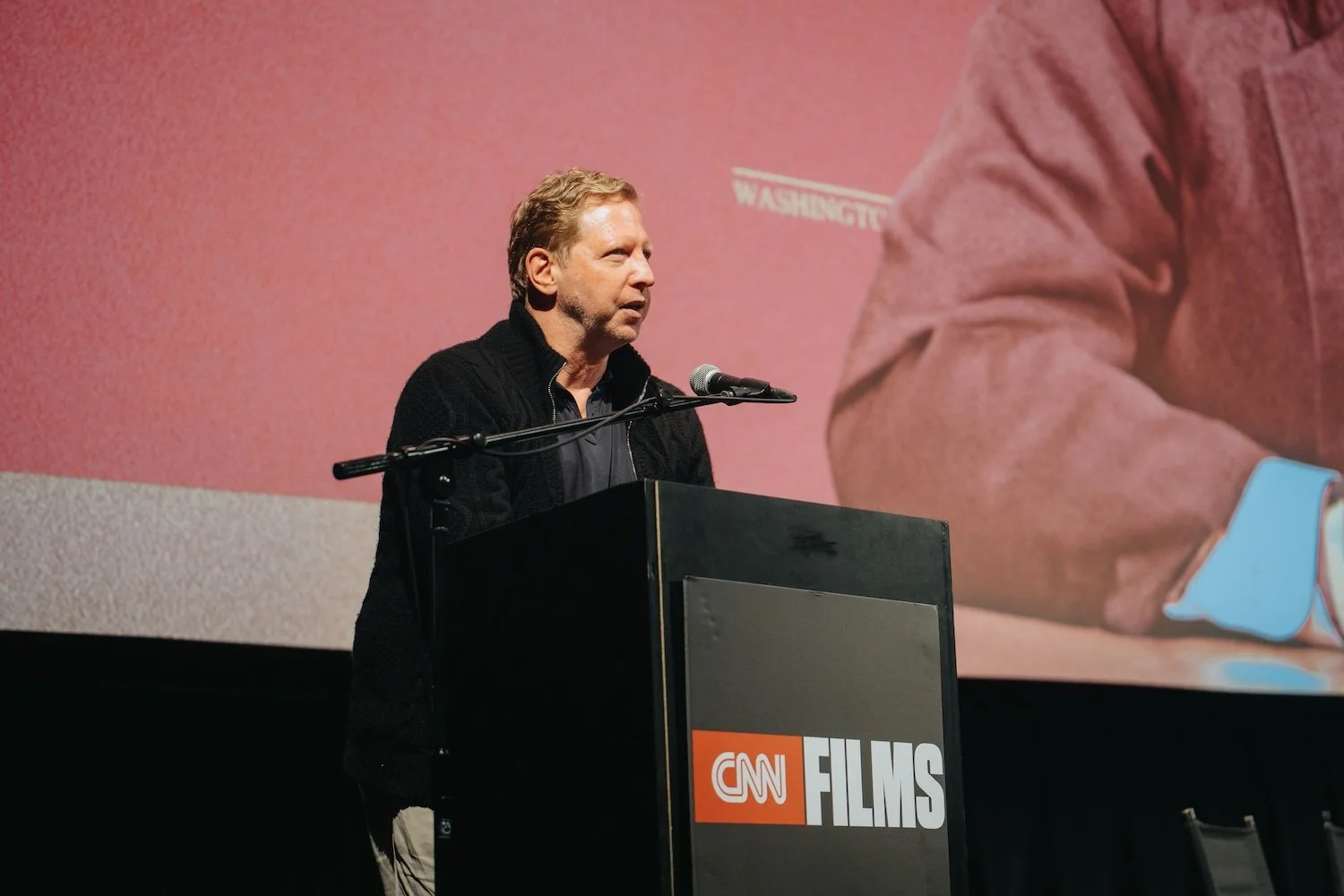  Matt Tyrnauer speaking at a podium 