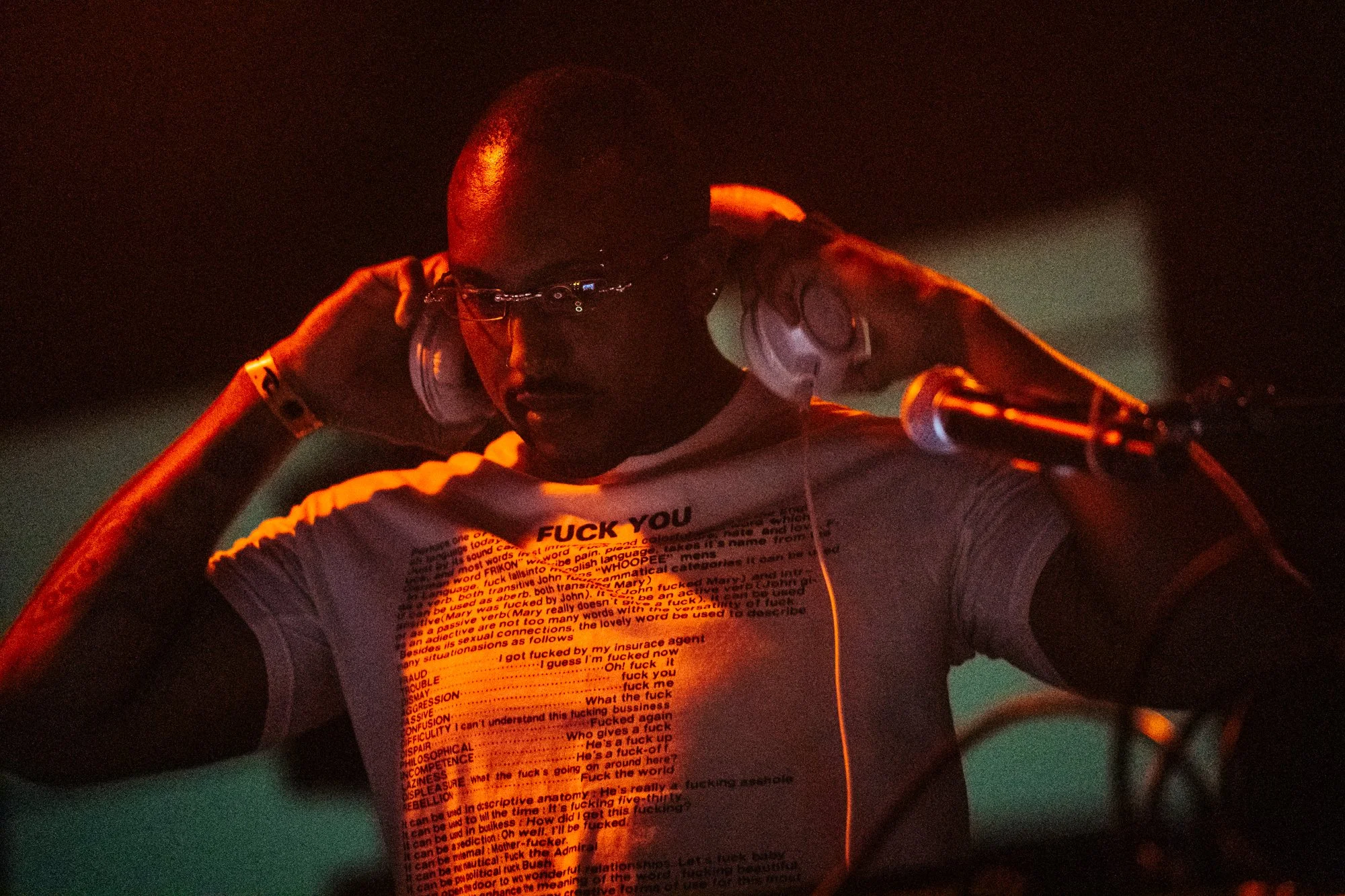  Artist putting on headphones 