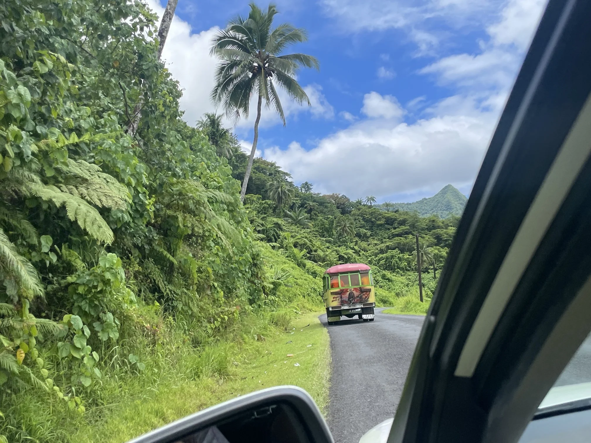 A bus on the road in Samoa