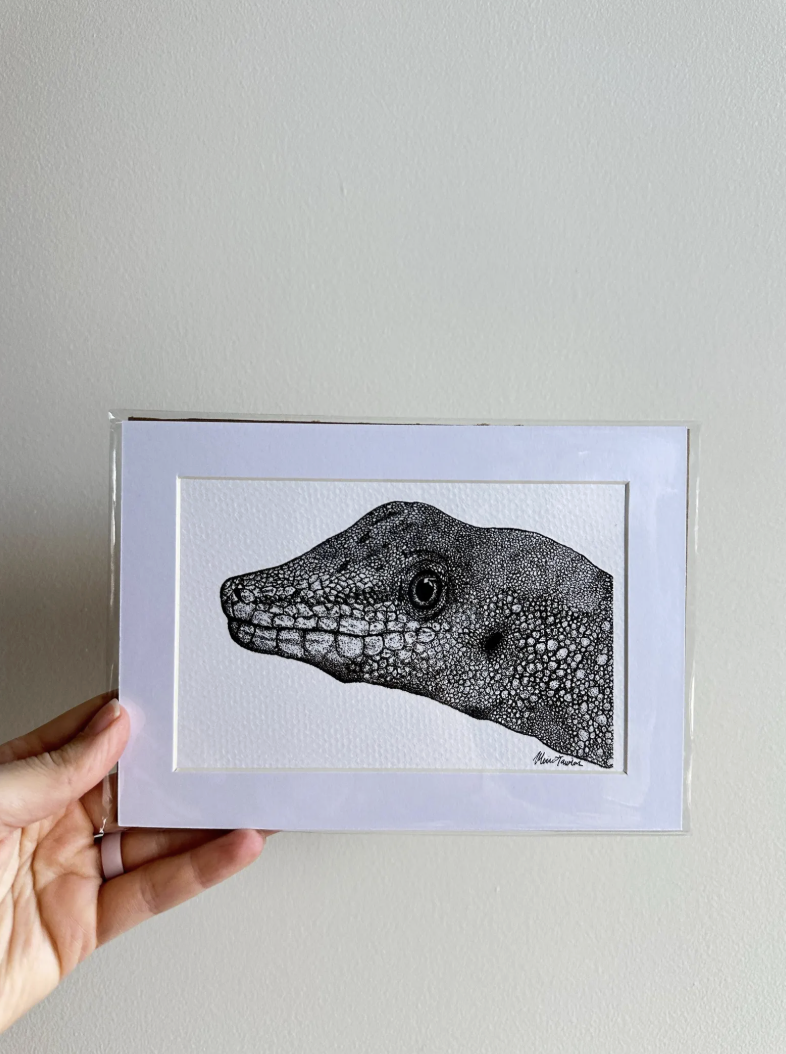 Stippled Leopard Art Print: 5x7" Archival Paper with Mat