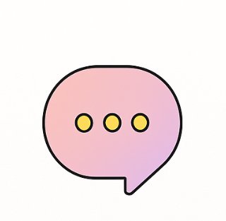 Pink chat bubble with three yellow dots inside.