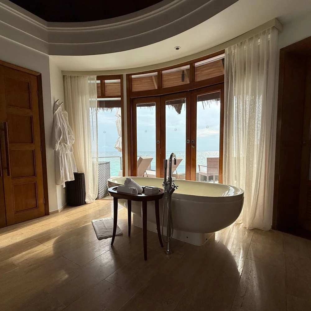 Over-Water Villa Bathroom with Ocean View
