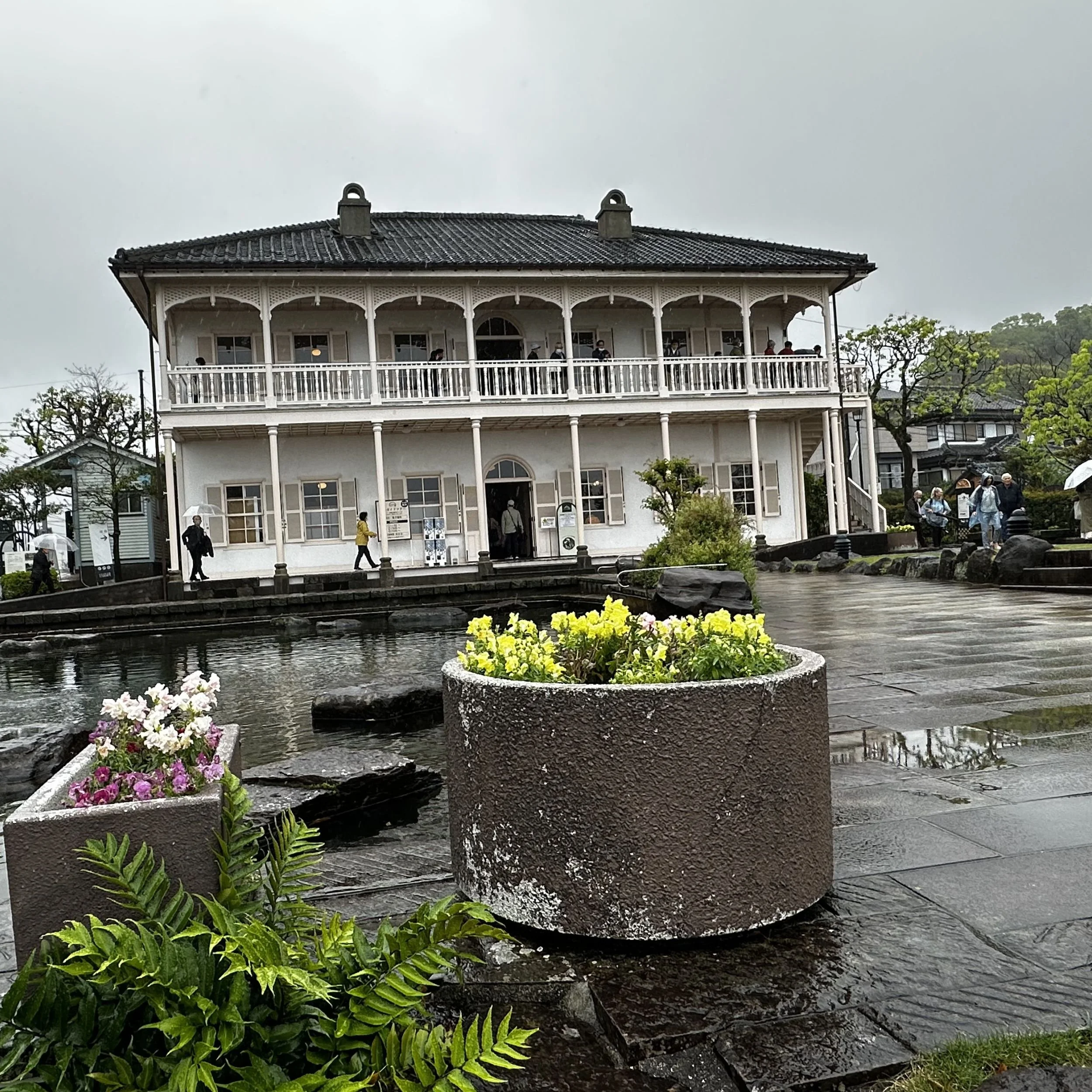 Historic Western-style house at Glover Garden in Nagasaki overlooking the harbour