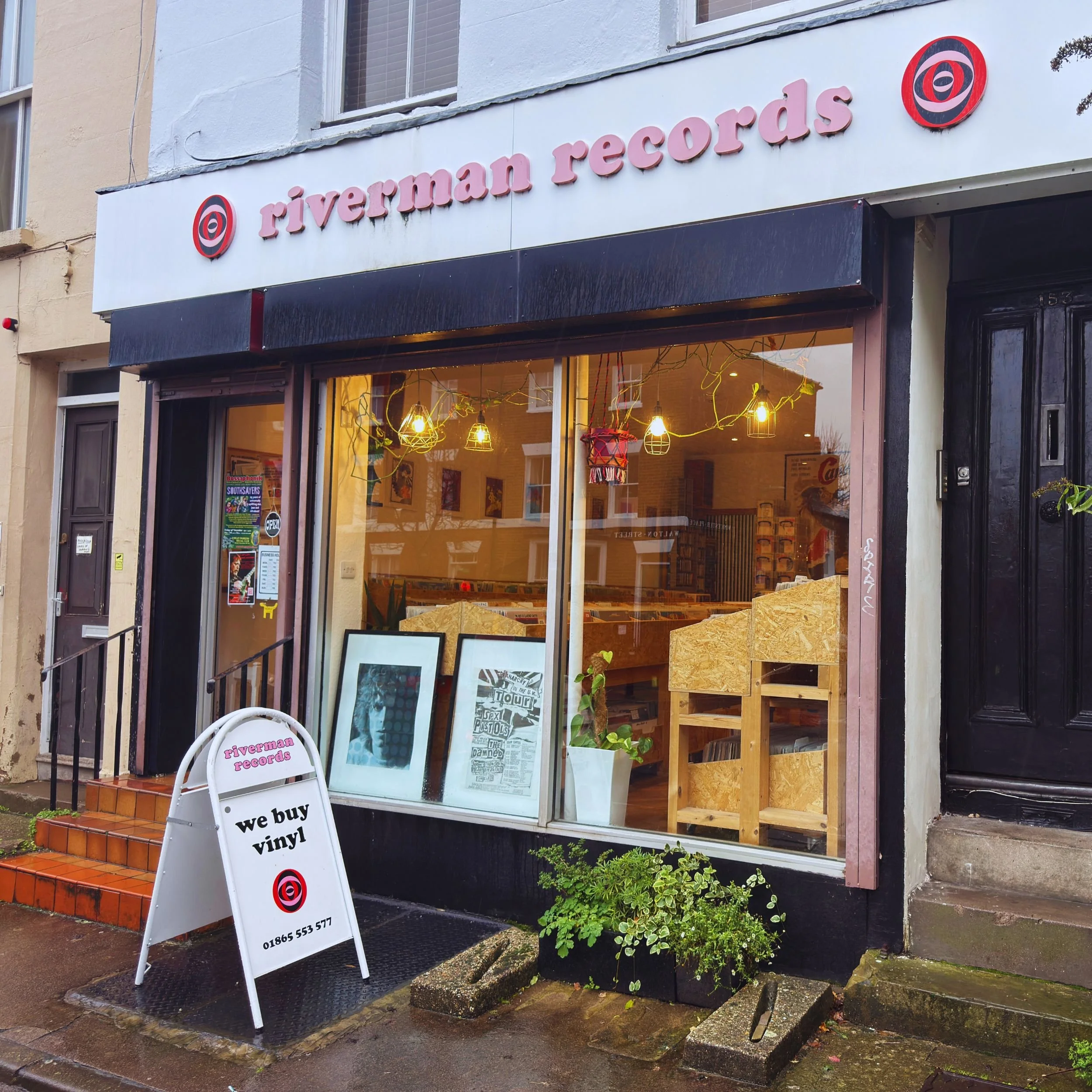 Riverman Records independent record shop on Worcester Place in Oxford city centre on a wet December afternoon