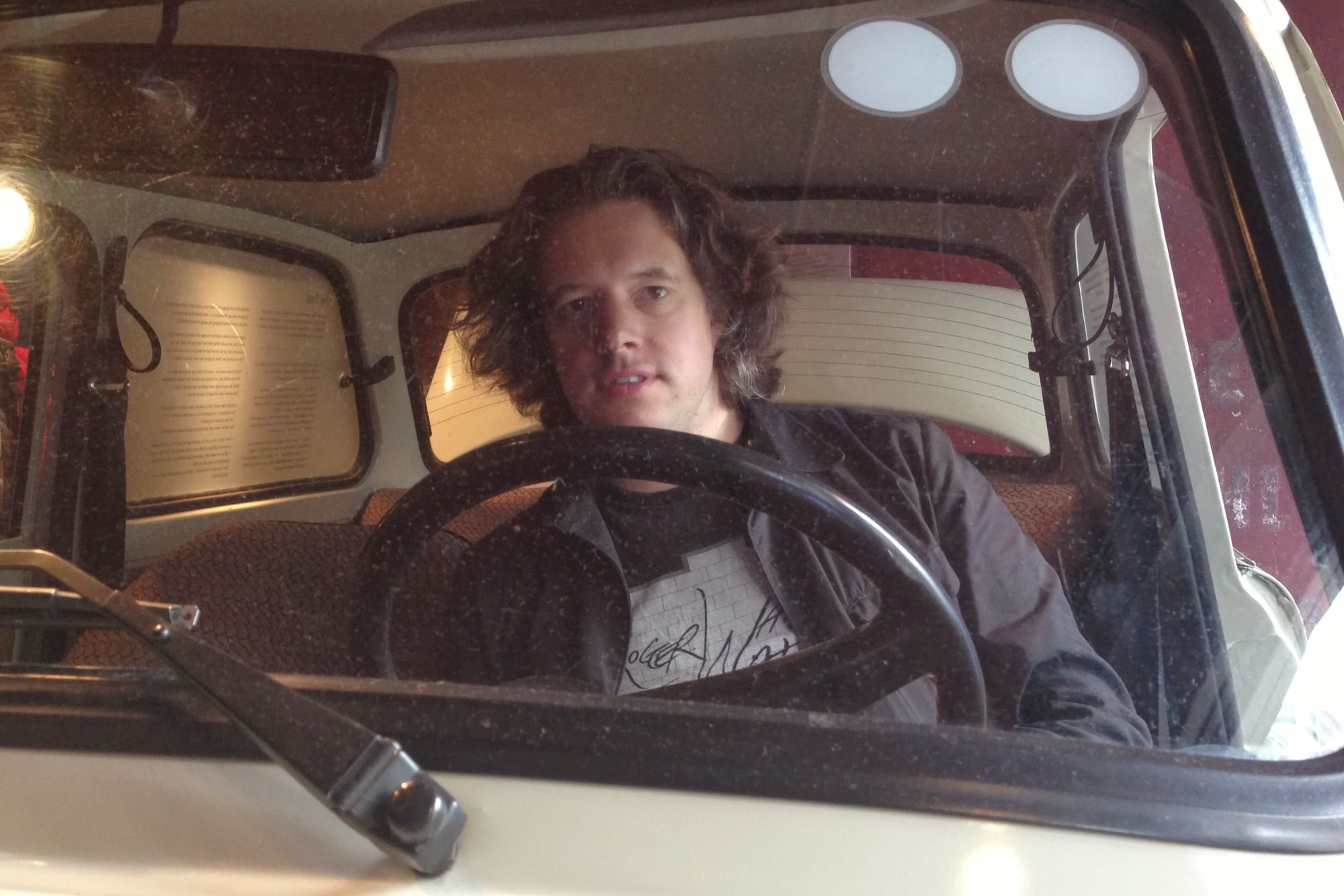 Jay inside the Trabant Simulator in 2013