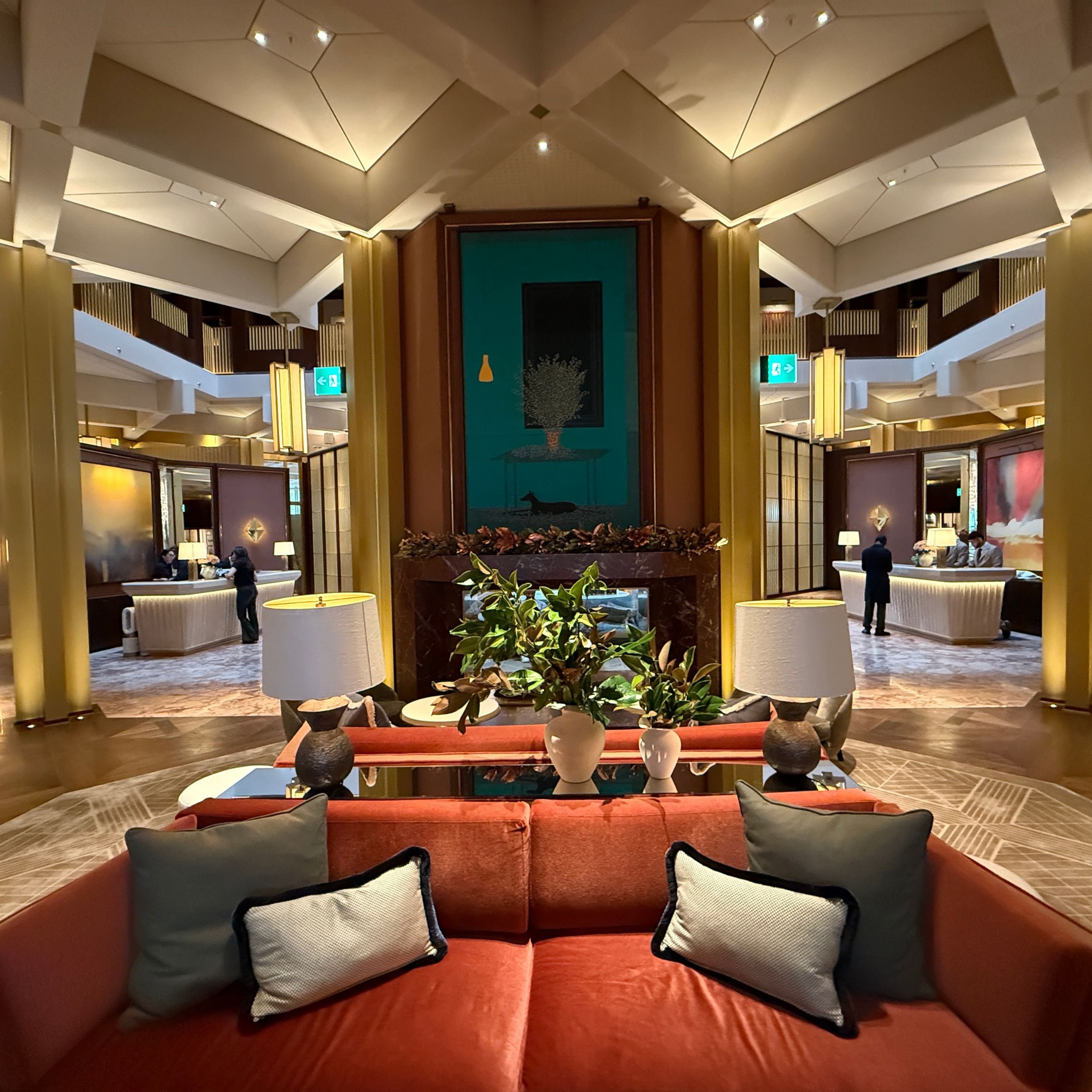 The clean hotel lobby