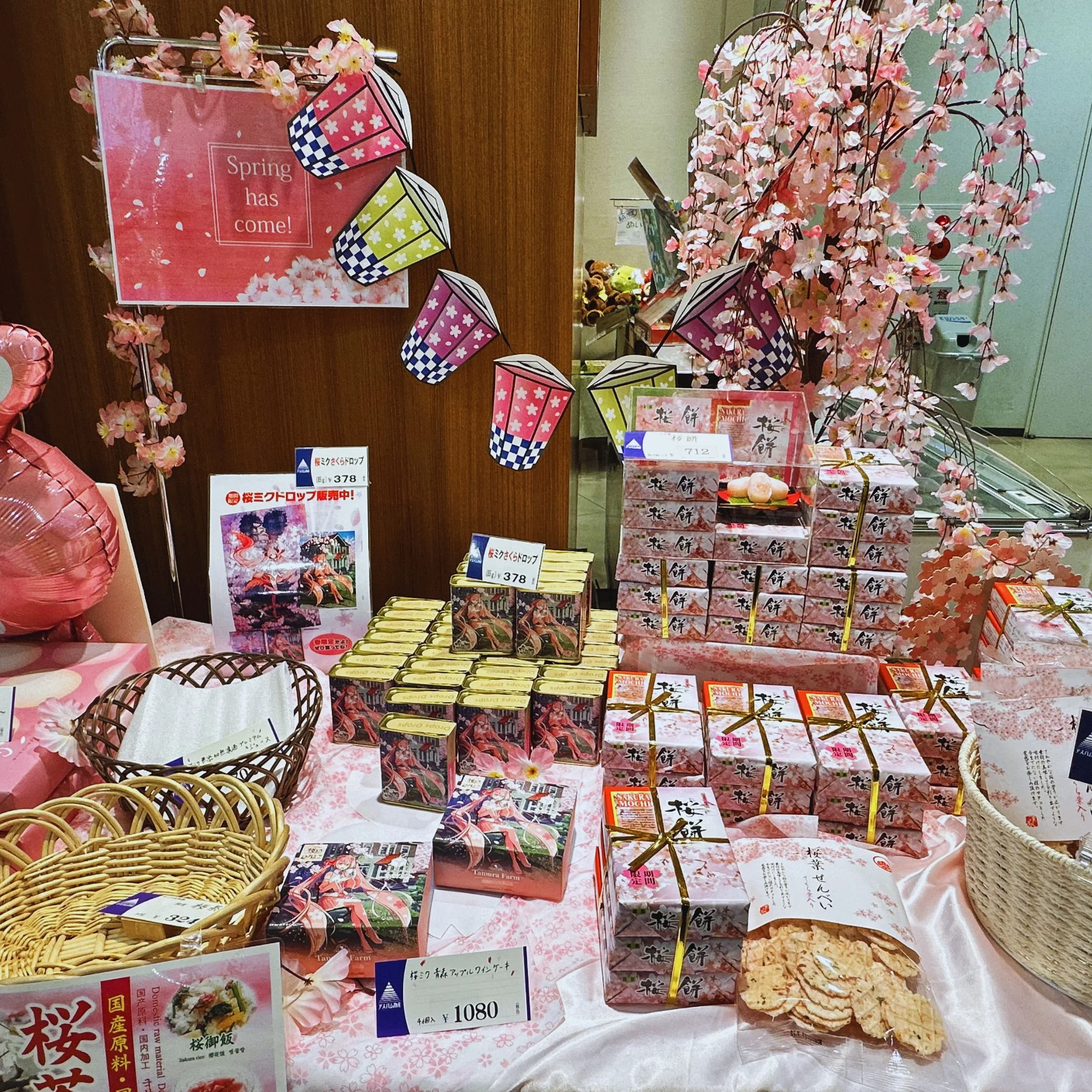 sakura sweets display japan aomori cherry blossom themed packaging and seasonal food
