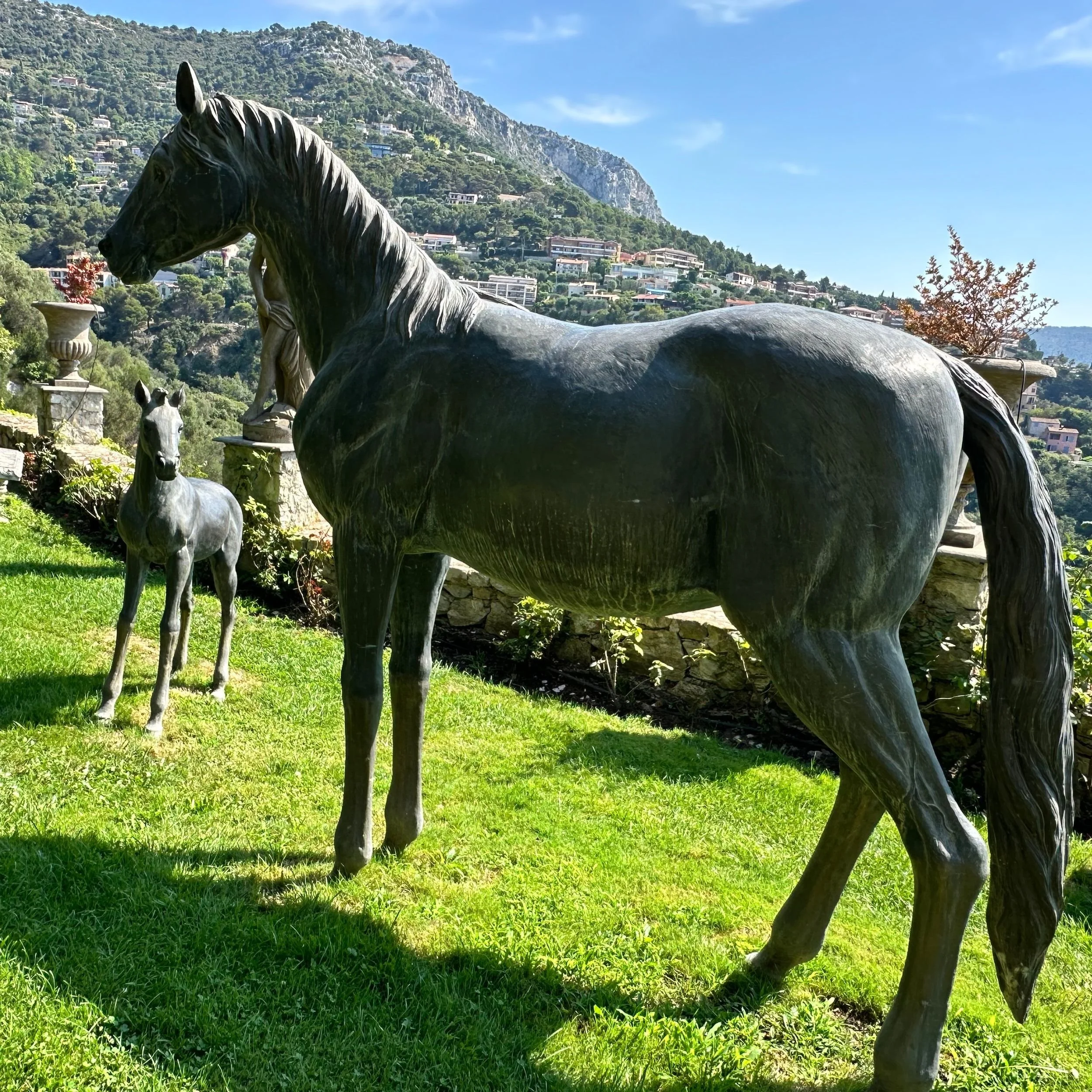 Moon rising over the Mediterranean from the sculpture garden near Les Remparts at Château de la Chèvre d’Or, Èze