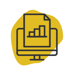 Icon of documents with a bar graph, indicating analytics or reports.