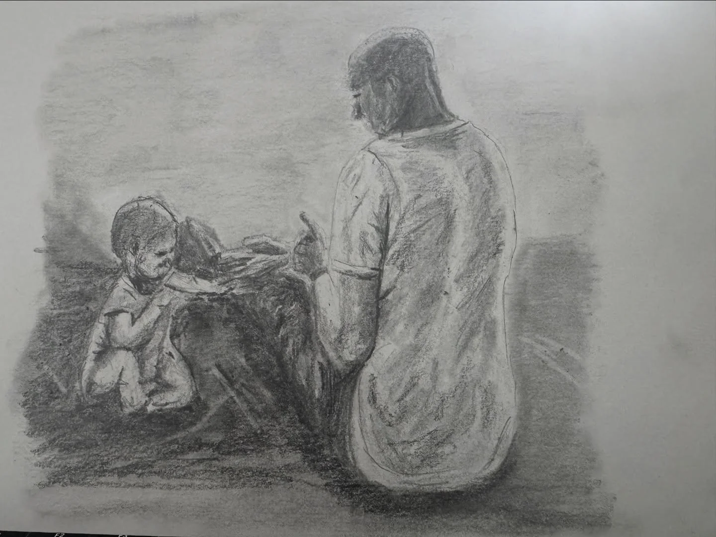 Quick sketch of Georgia and Dad from a photo this morning. #sunday #pencilsketches #grandadandgrandaughter #artistsoninstagram