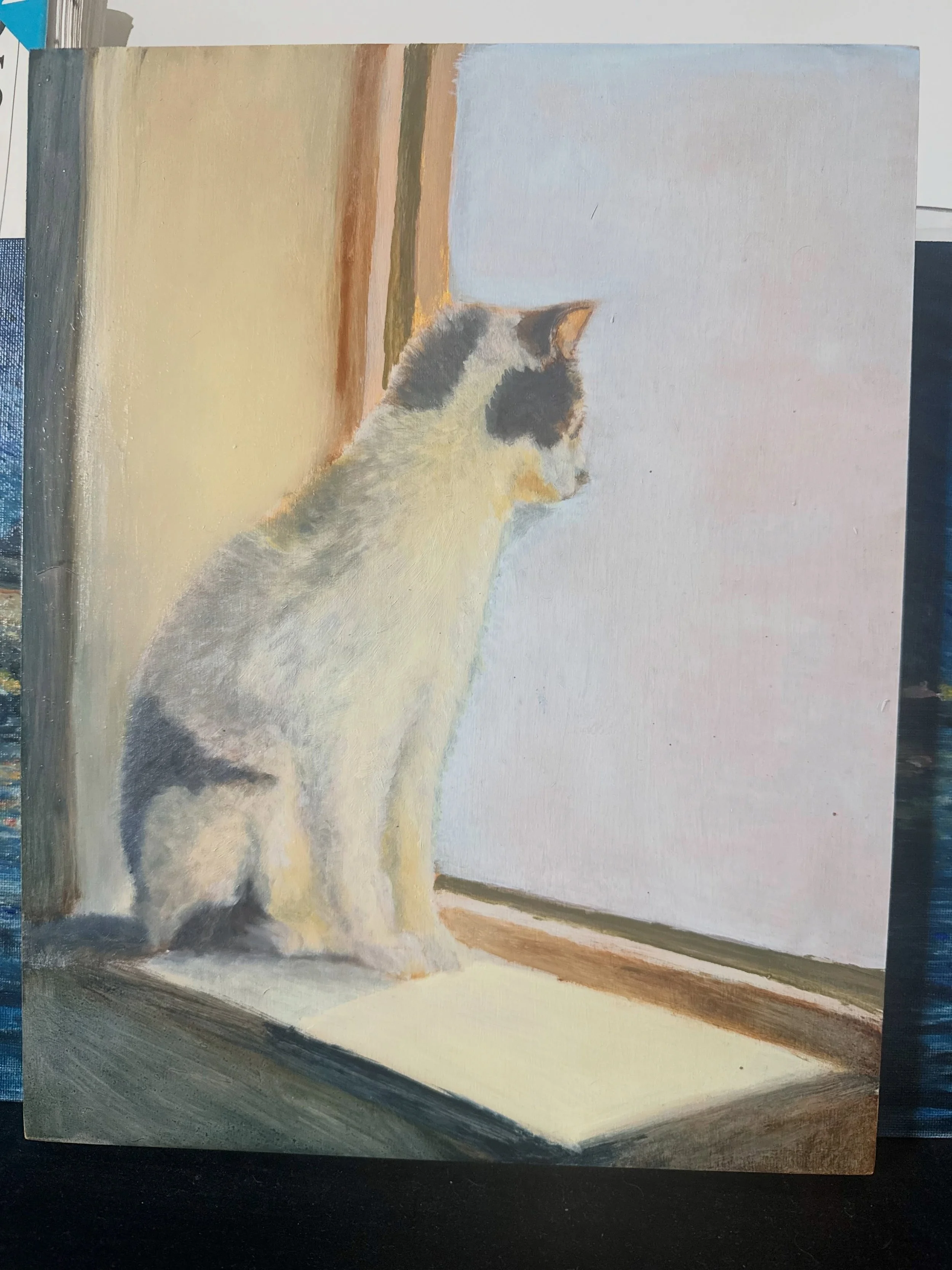 While the world bakes outside, thought I&rsquo;d stay in the cool and work on Pebbels&rsquo; portrait some more. Today&rsquo;s task was to rebalance the shadow tones. Although it&rsquo;s taking time as need to let each layer dry, I think we&rsquo;re 