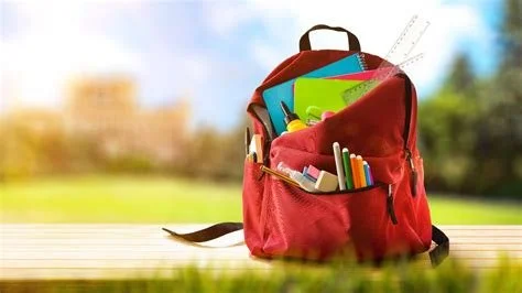School backpack in the sun
