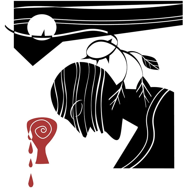 Stylised graphic of Jesus praying in the Garden of Gethsemane