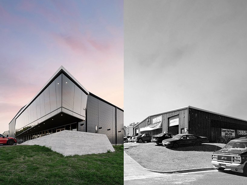 From windowless auto shop to glass-wrapped climbing gym—this transformation opened the building to light, views, and a new identity rooted in movement and community.
