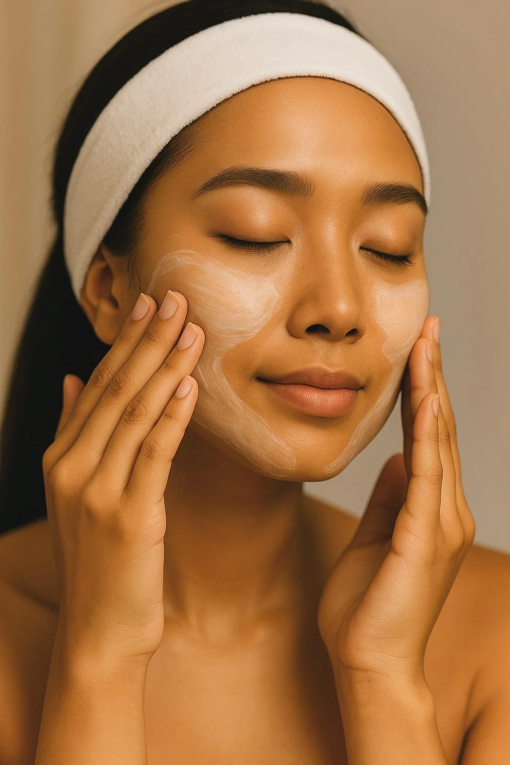 Woman cleansing her face with professional-grade skincare, representing daily skin health rituals supported by Valere Medical Aesthetics