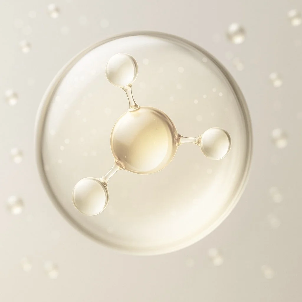 Abstract molecular illustration representing growth factors and regenerative components of PRP treatments at Valere Medical Aesthetics