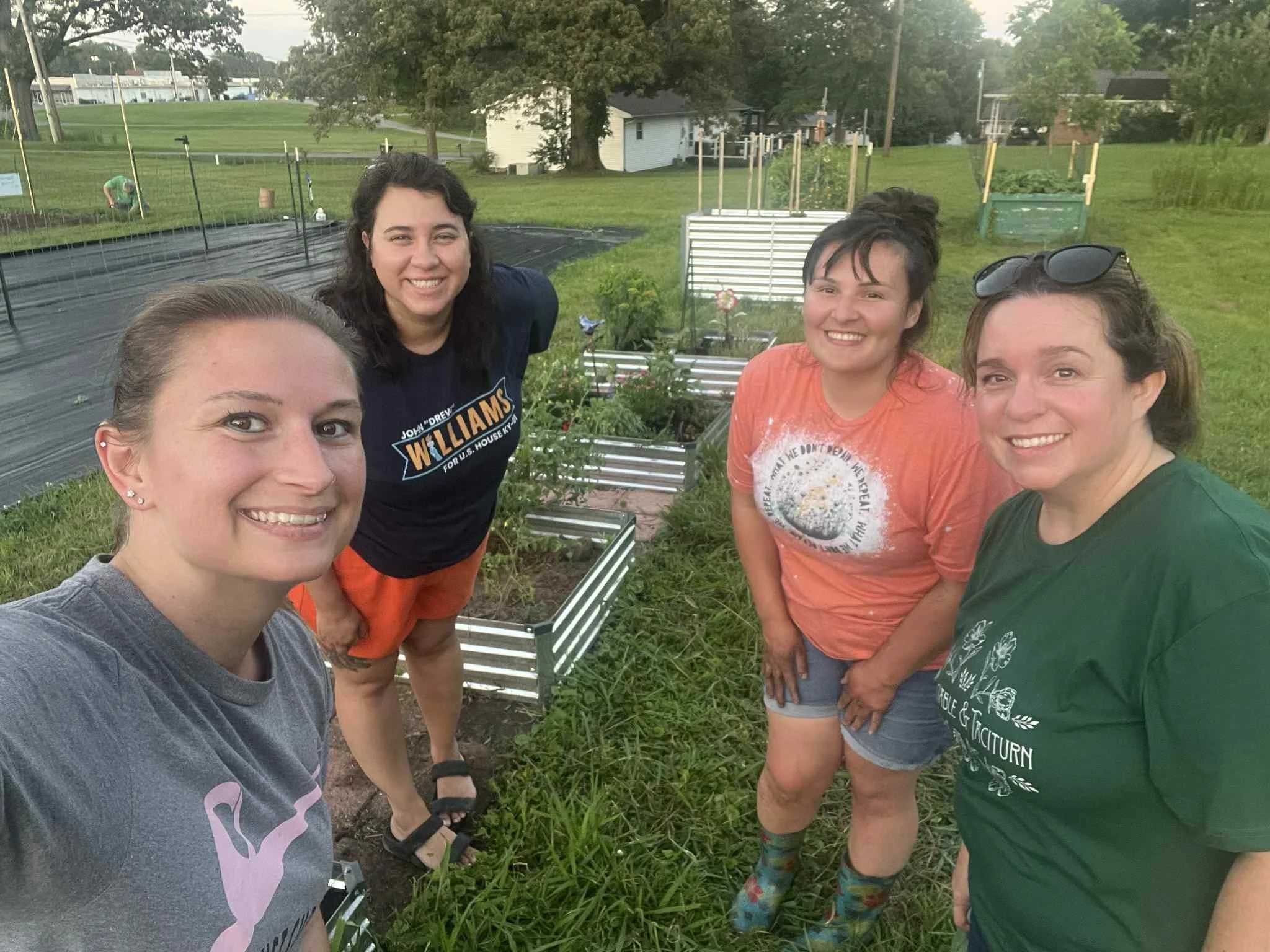 Volunteers working in the Community Garden