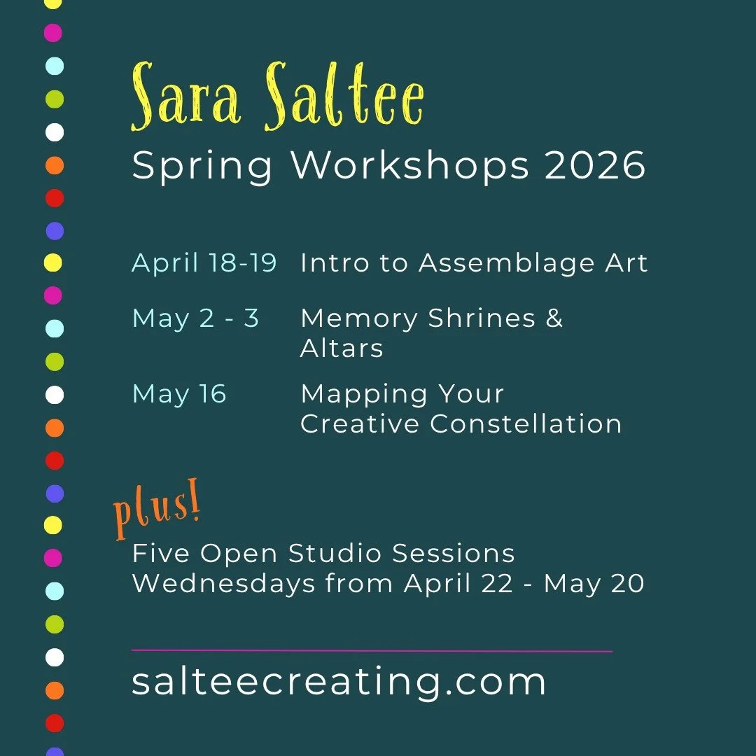 Announcing my delicious line up of Spring workshops! 

For six weeks, I'll be in residence in the cutest, sweetest cottage studio you've ever seen, hosting workshops and open studio playtimes - I can't wait!

Learn more about all the workshops and re