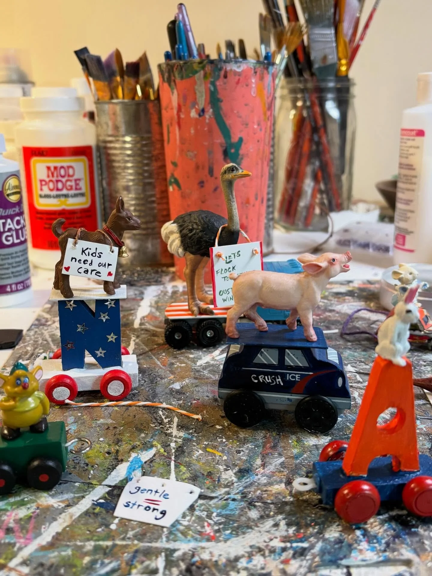 I&rsquo;m working on a little protest parade&hellip;
The animals have some opinions about the way things are going.