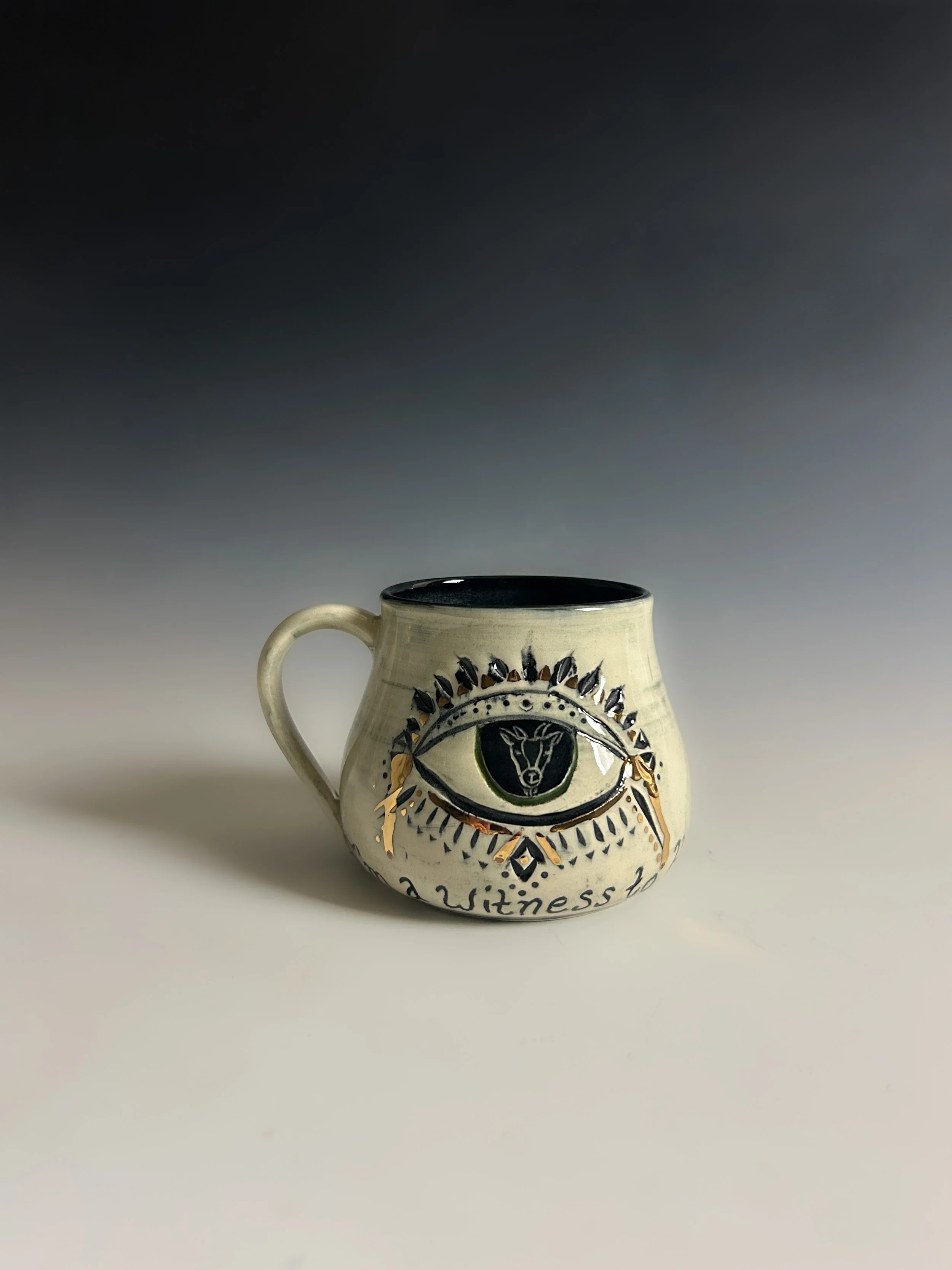 This Old World Mug #3 - Green Goat with 22k gold