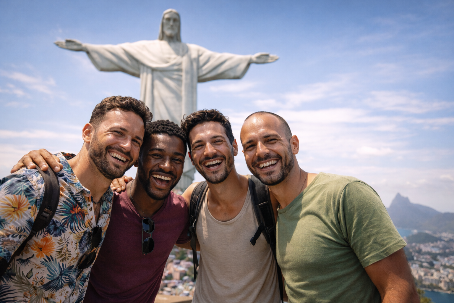 Small group of gay men exploring Rio de Janeiro together on CAKO’s founding cultural adventure journey