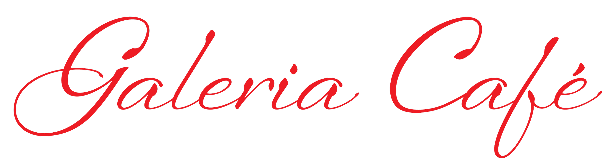 Red cursive text that says 'Galéria Café' on a black background.