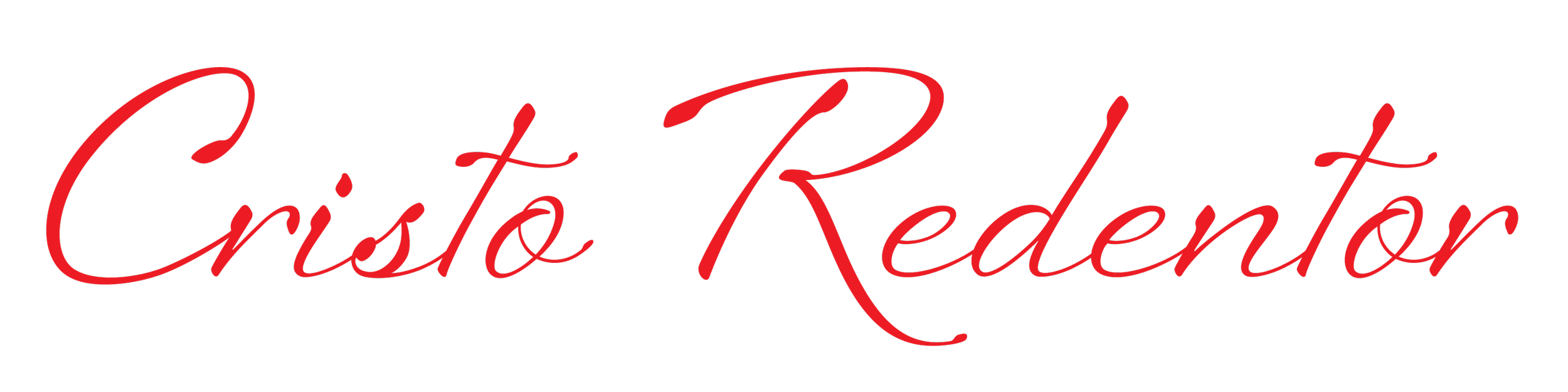 Text reading 'Cristo Redentor' in red cursive font on a black background.