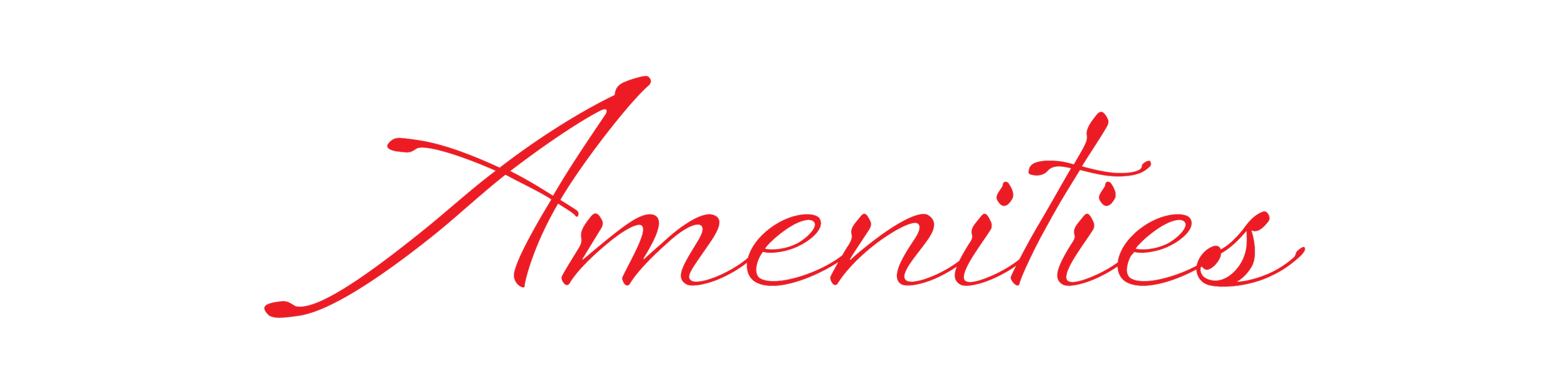 Stylized logo for 'Amenties' with black background and red cursive text.