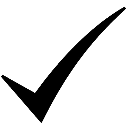 Black checkmark check, outline style on black background