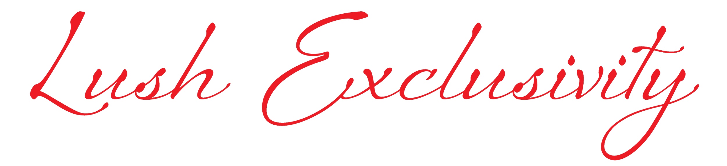 Lush Exclusivity written in red cursive on a black background