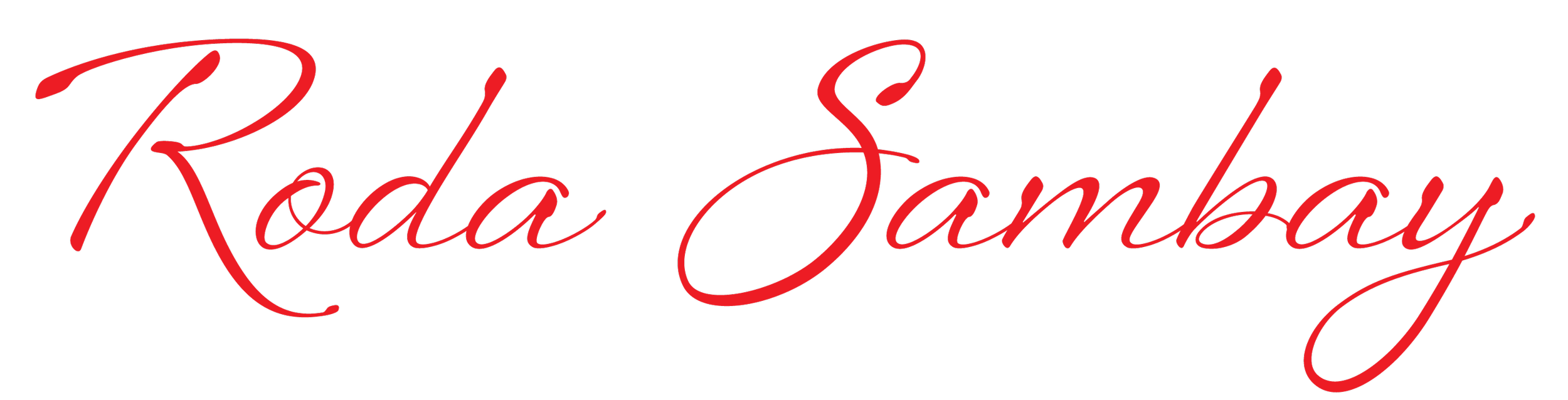 Red cursive text reading 'Roda Sampay' against a black background.